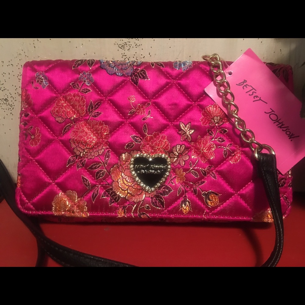 Betsy Johnson Pink Handbag clutch crossbody NWT